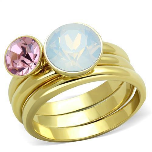 Anillos Para Mujer Color Oro de 316L Acero Inoxidable con Piedra Crystal Blanca Jethro - Jewelry Store by Erik Rayo