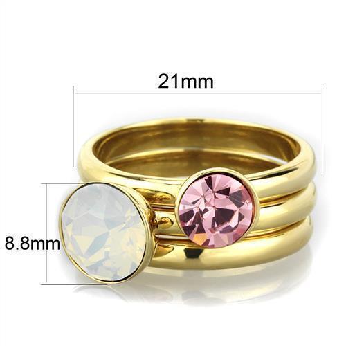 Anillos Para Mujer Color Oro de 316L Acero Inoxidable con Piedra Crystal Blanca Jethro - Jewelry Store by Erik Rayo
