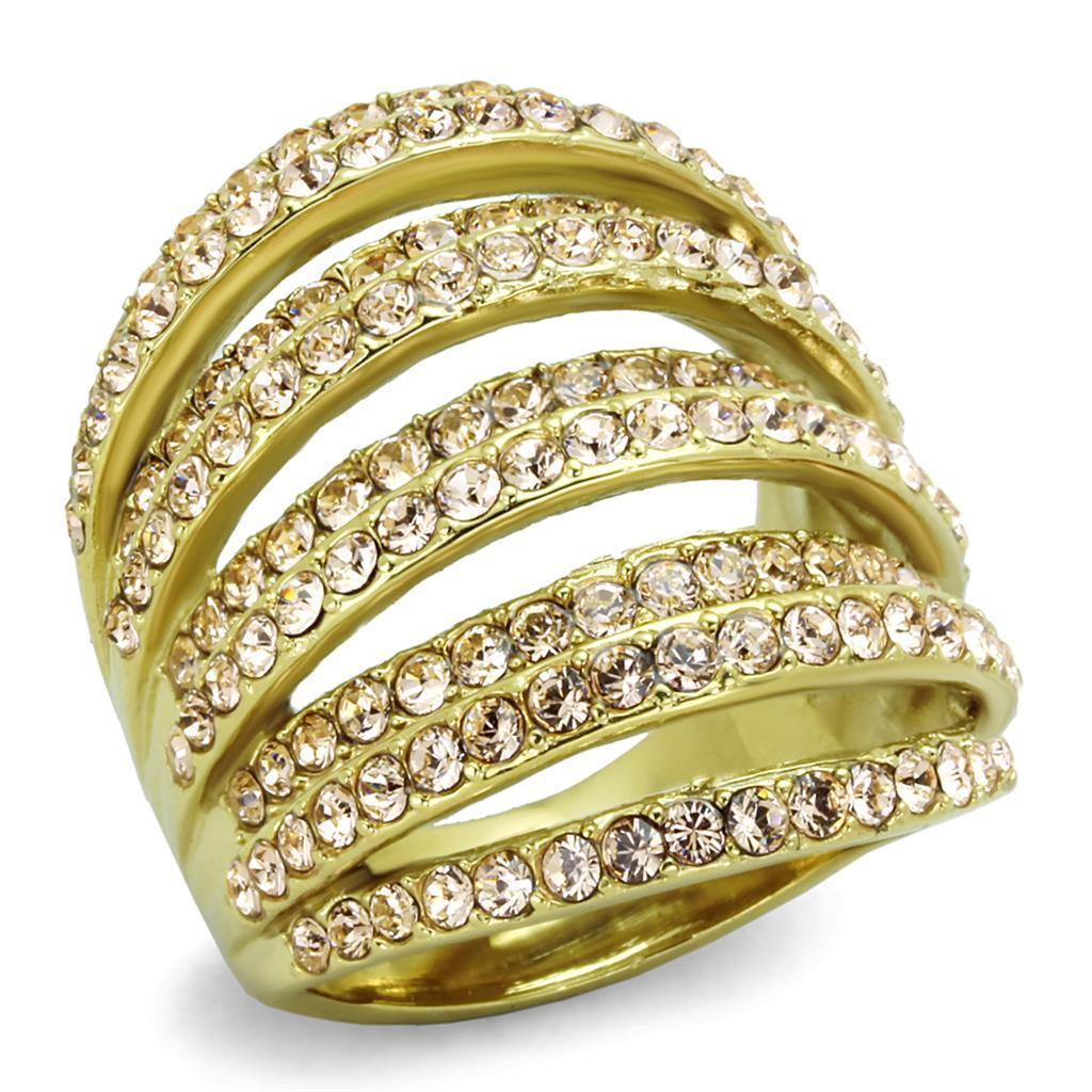 Anillos Para Mujer Color Oro de 316L Acero Inoxidable con Piedra Crystal Color Duranzno Adina - Jewelry Store by Erik Rayo