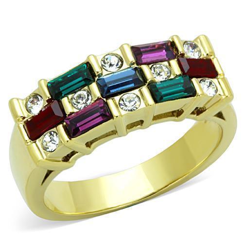 Anillos Para Mujer Color Oro de 316L Acero Inoxidable con Piedra Crystal en Multicolor Abigail - Jewelry Store by Erik Rayo