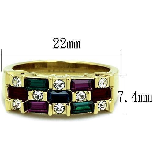 Anillos Para Mujer Color Oro de 316L Acero Inoxidable con Piedra Crystal en Multicolor Abigail - Jewelry Store by Erik Rayo