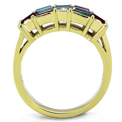 Anillos Para Mujer Color Oro de 316L Acero Inoxidable con Piedra Crystal en Multicolor Abigail - Jewelry Store by Erik Rayo