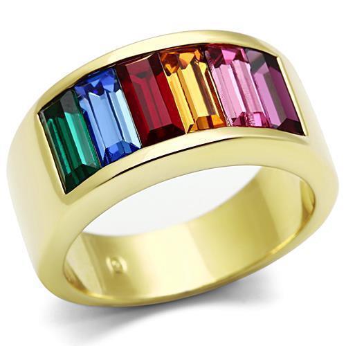 Anillos Para Mujer Color Oro de 316L Acero Inoxidable con Piedra Crystal en Multicolor Barak - Jewelry Store by Erik Rayo