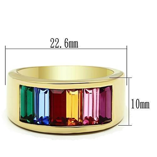 Anillos Para Mujer Color Oro de 316L Acero Inoxidable con Piedra Crystal en Multicolor Barak - Jewelry Store by Erik Rayo