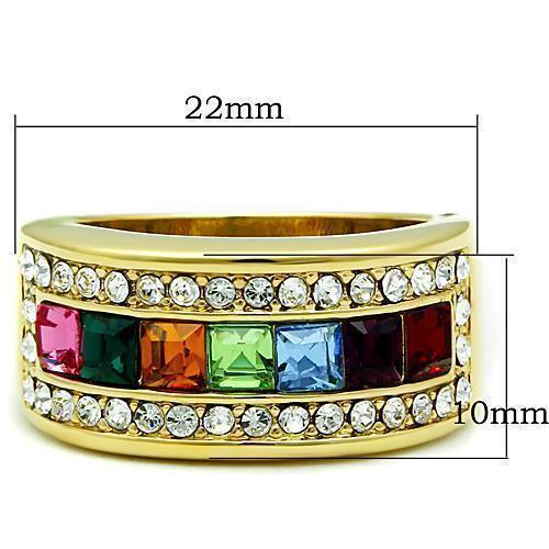 Anillos Para Mujer Color Oro de 316L Acero Inoxidable con Piedra Crystal en Multicolor Bilah - Jewelry Store by Erik Rayo