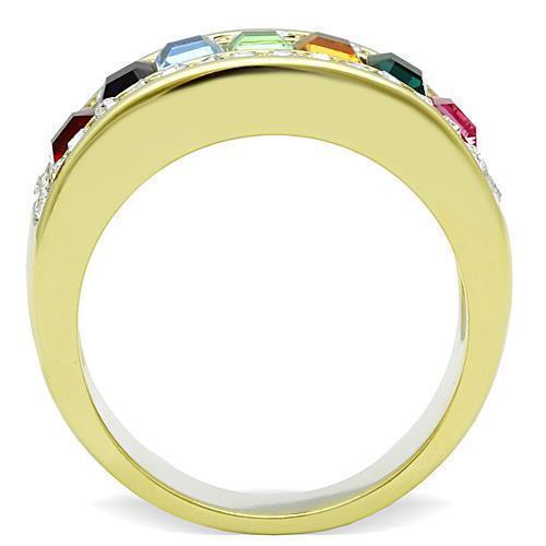Anillos Para Mujer Color Oro de 316L Acero Inoxidable con Piedra Crystal en Multicolor Bilah - Jewelry Store by Erik Rayo