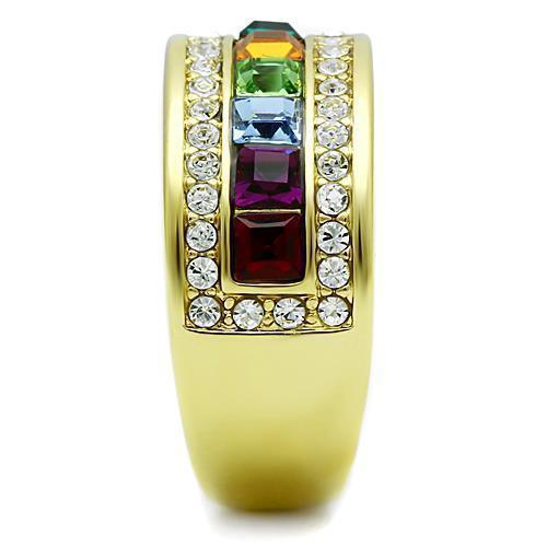 Anillos Para Mujer Color Oro de 316L Acero Inoxidable con Piedra Crystal en Multicolor Bilah - Jewelry Store by Erik Rayo