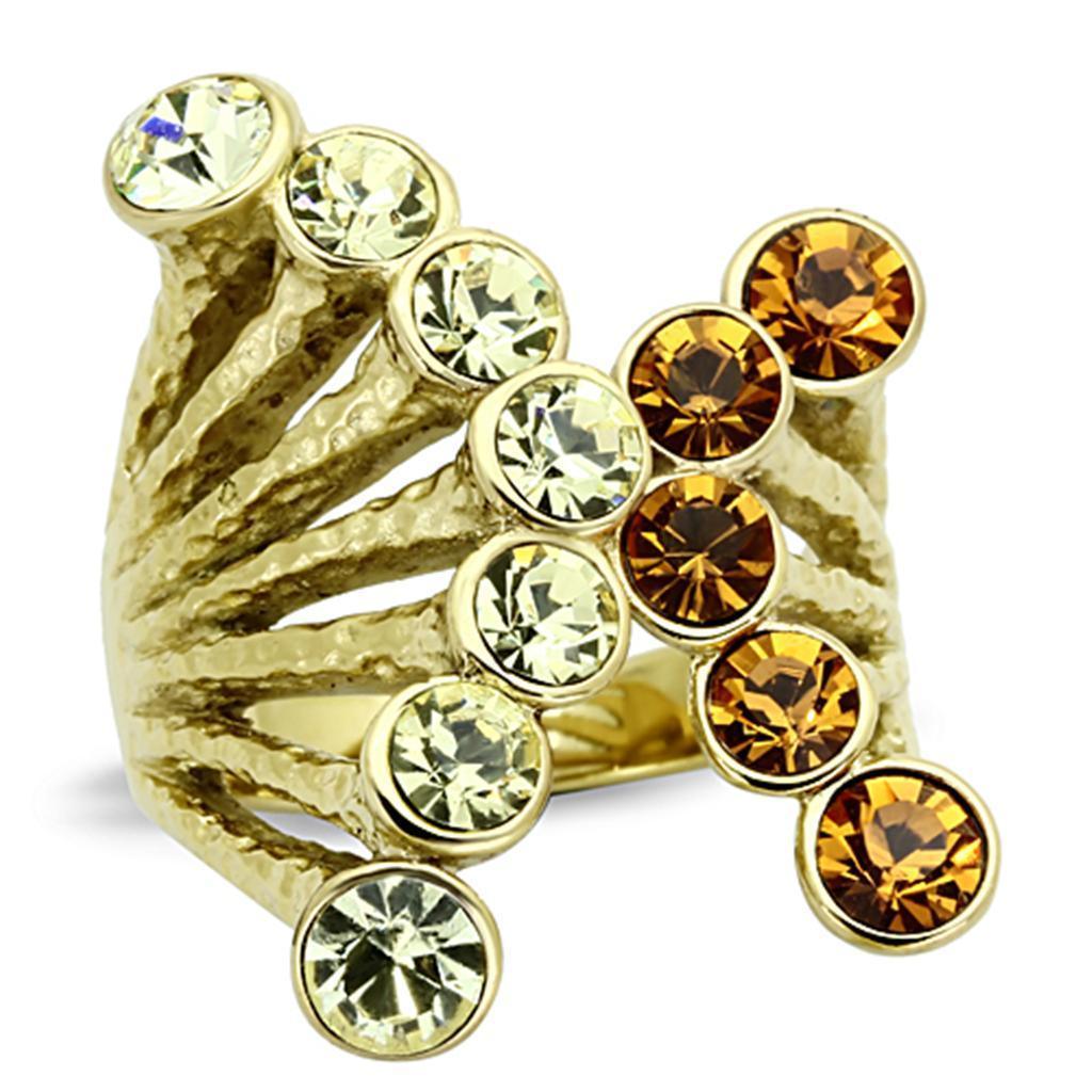 Anillos Para Mujer Color Oro de 316L Acero Inoxidable con Piedra Crystal en Multicolor Gabriela - Jewelry Store by Erik Rayo
