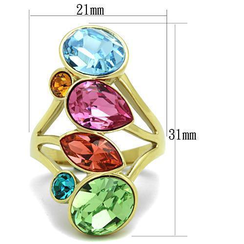 Anillos Para Mujer Color Oro de 316L Acero Inoxidable con Piedra Crystal en Multicolor TK1729 - Jewelry Store by Erik Rayo