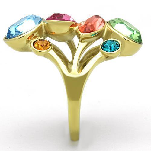 Anillos Para Mujer Color Oro de 316L Acero Inoxidable con Piedra Crystal en Multicolor TK1729 - Jewelry Store by Erik Rayo