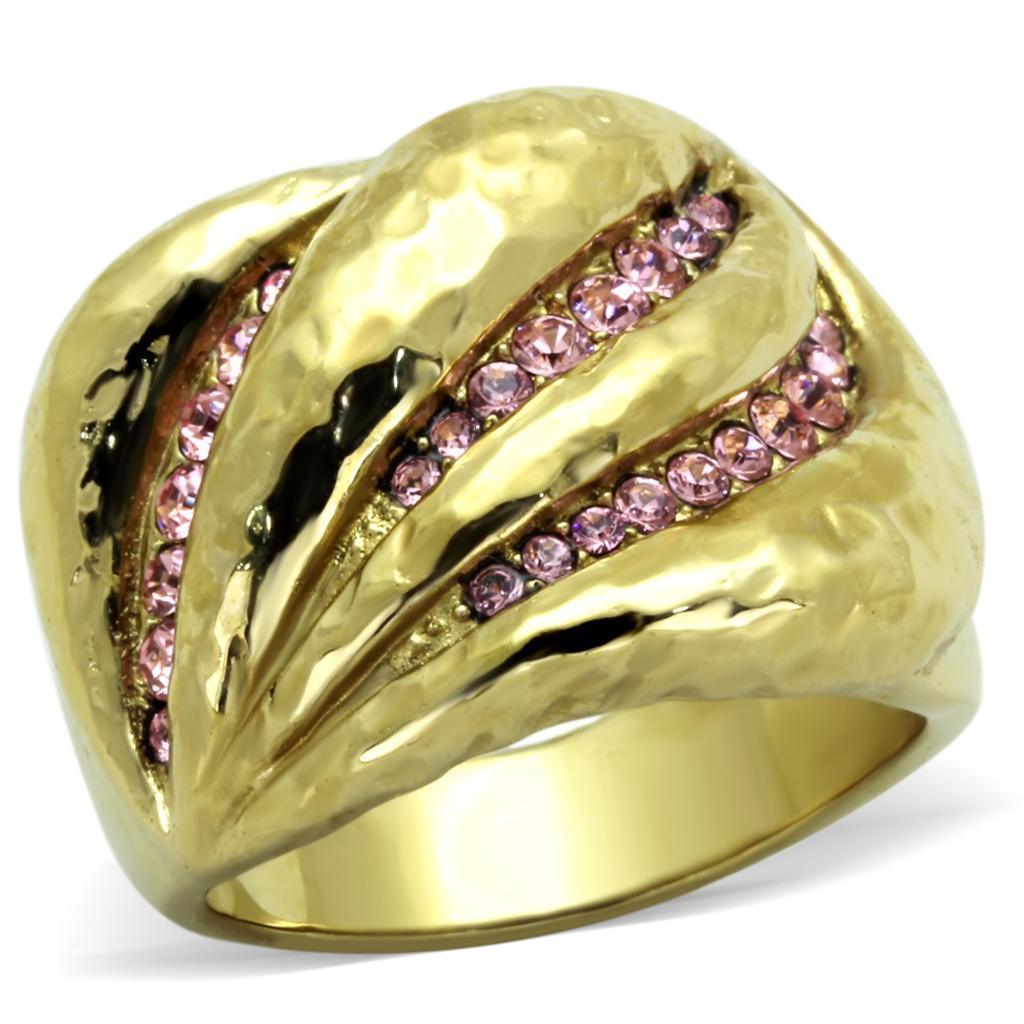 Anillos Para Mujer Color Oro de 316L Acero Inoxidable con Piedra Crystal en Rosa Luz Agar - Jewelry Store by Erik Rayo