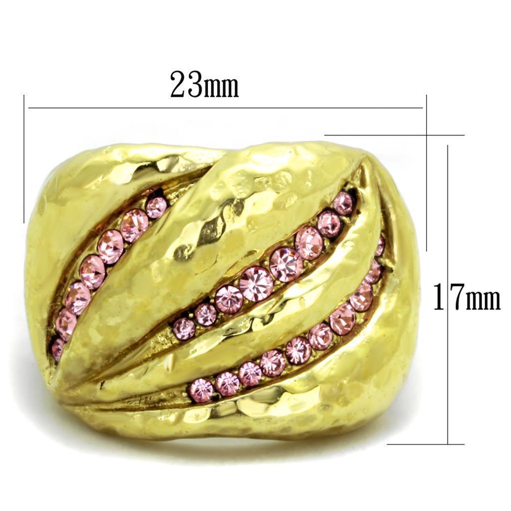 Anillos Para Mujer Color Oro de 316L Acero Inoxidable con Piedra Crystal en Rosa Luz Agar - Jewelry Store by Erik Rayo