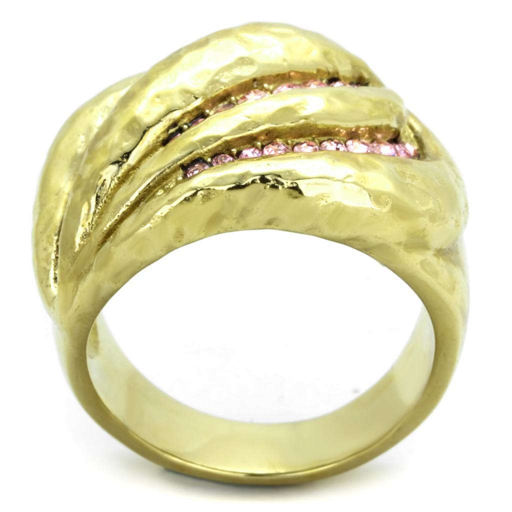Anillos Para Mujer Color Oro de 316L Acero Inoxidable con Piedra Crystal en Rosa Luz Agar - Jewelry Store by Erik Rayo