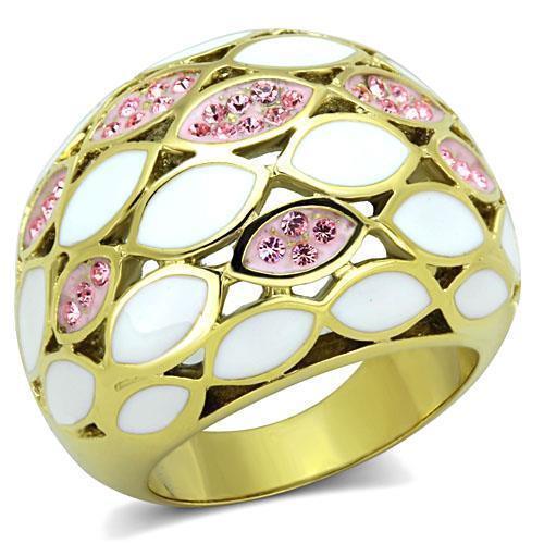 Anillos Para Mujer Color Oro de 316L Acero Inoxidable con Piedra Crystal en Rosa Luz Barnabas - Jewelry Store by Erik Rayo