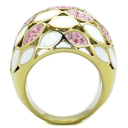 Anillos Para Mujer Color Oro de 316L Acero Inoxidable con Piedra Crystal en Rosa Luz Barnabas - Jewelry Store by Erik Rayo