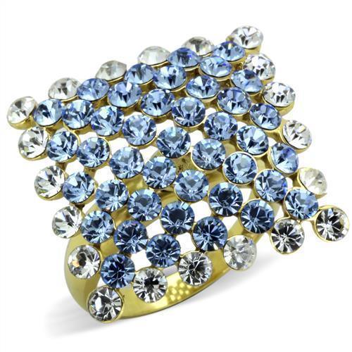 Anillos Para Mujer Color Oro de 316L Acero Inoxidable con Piedra Crystal Zafiro TK1643 - Jewelry Store by Erik Rayo