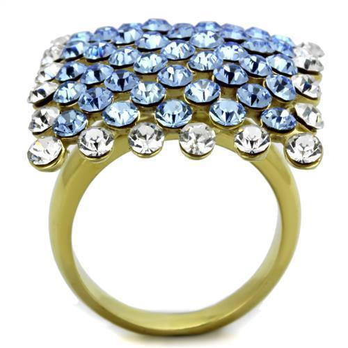 Anillos Para Mujer Color Oro de 316L Acero Inoxidable con Piedra Crystal Zafiro TK1643 - Jewelry Store by Erik Rayo