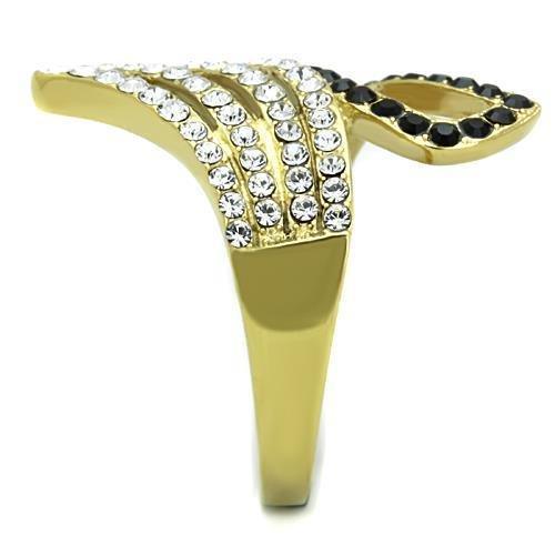 Anillos Para Mujer Color Oro de 316L Acero Inoxidable con Piedra de Crystal en Jet Levi - Jewelry Store by Erik Rayo