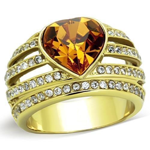 Anillos Para Mujer Color Oro de 316L Acero Inoxidable con Piedra de Crystal Topacio Rufus - Jewelry Store by Erik Rayo
