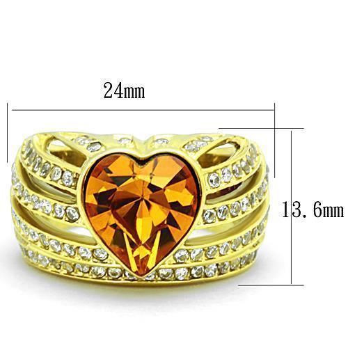 Anillos Para Mujer Color Oro de 316L Acero Inoxidable con Piedra de Crystal Topacio Rufus - Jewelry Store by Erik Rayo