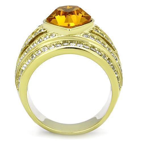 Anillos Para Mujer Color Oro de 316L Acero Inoxidable con Piedra de Crystal Topacio Rufus - Jewelry Store by Erik Rayo