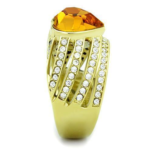 Anillos Para Mujer Color Oro de 316L Acero Inoxidable con Piedra de Crystal Topacio Rufus - Jewelry Store by Erik Rayo