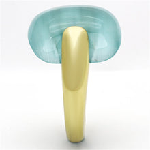 Load image into Gallery viewer, Anillos Para Mujer Color Oro de 316L Acero Inoxidable Ojo de Gato Color Azul Mar Hodiah - Jewelry Store by Erik Rayo
