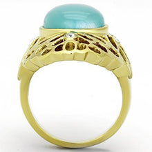 Load image into Gallery viewer, Anillos Para Mujer Color Oro de 316L Acero Inoxidable Ojo de Gato Zafiro Luz Prisca - Jewelry Store by Erik Rayo
