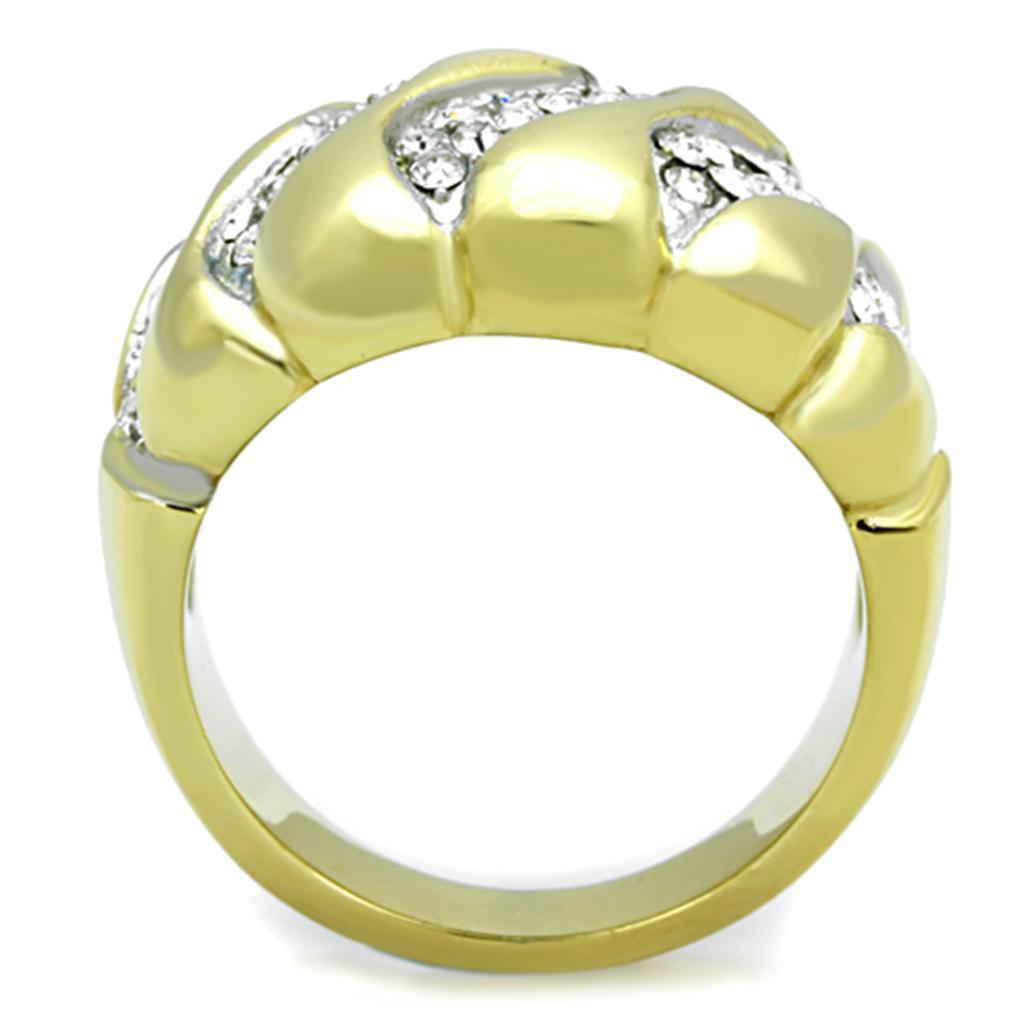 Anillos Para Mujer Color Oro Dos Tonos de 316L Acero Inoxidable con Diamante Zirconia Cubica TK1559 - Jewelry Store by Erik Rayo