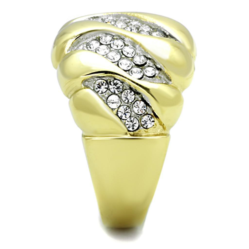 Anillos Para Mujer Color Oro Dos Tonos de 316L Acero Inoxidable con Diamante Zirconia Cubica TK1559 - Jewelry Store by Erik Rayo