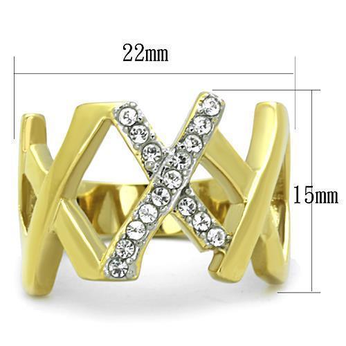 Anillos Para Mujer Color Oro Dos Tonos de 316L Acero Inoxidable con Diamante Zirconia Cubica TK1560 - Jewelry Store by Erik Rayo