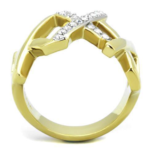 Anillos Para Mujer Color Oro Dos Tonos de 316L Acero Inoxidable con Diamante Zirconia Cubica TK1560 - Jewelry Store by Erik Rayo