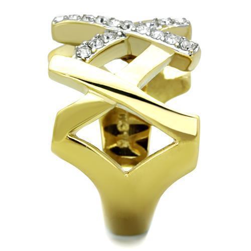 Anillos Para Mujer Color Oro Dos Tonos de 316L Acero Inoxidable con Diamante Zirconia Cubica TK1560 - Jewelry Store by Erik Rayo