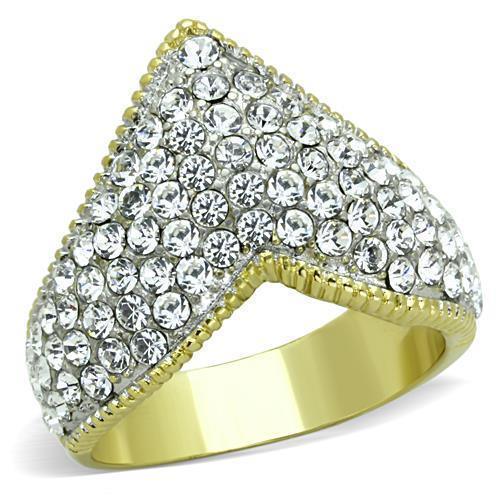 Anillos Para Mujer Color Oro Dos Tonos de 316L Acero Inoxidable con Diamante Zirconia Cubica TK1562 - Jewelry Store by Erik Rayo