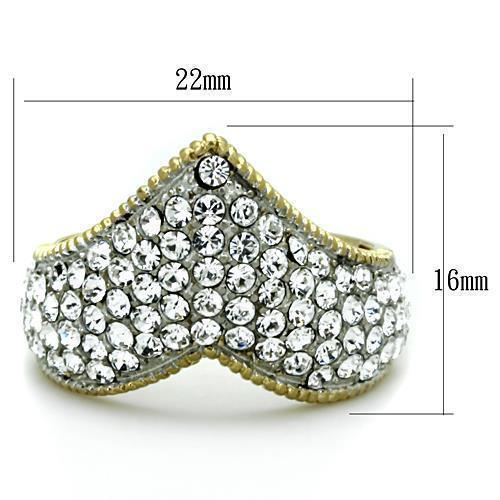 Anillos Para Mujer Color Oro Dos Tonos de 316L Acero Inoxidable con Diamante Zirconia Cubica TK1562 - Jewelry Store by Erik Rayo