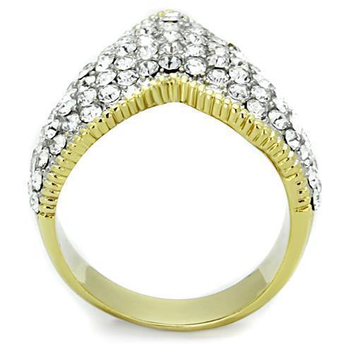 Anillos Para Mujer Color Oro Dos Tonos de 316L Acero Inoxidable con Diamante Zirconia Cubica TK1562 - Jewelry Store by Erik Rayo