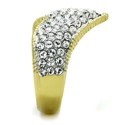 Anillos Para Mujer Color Oro Dos Tonos de 316L Acero Inoxidable con Diamante Zirconia Cubica TK1562 - Jewelry Store by Erik Rayo