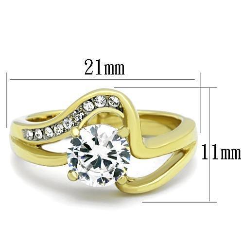 Anillos Para Mujer Color Oro Dos Tonos de 316L Acero Inoxidable con Diamante Zirconia Cubica TK1702 - Jewelry Store by Erik Rayo