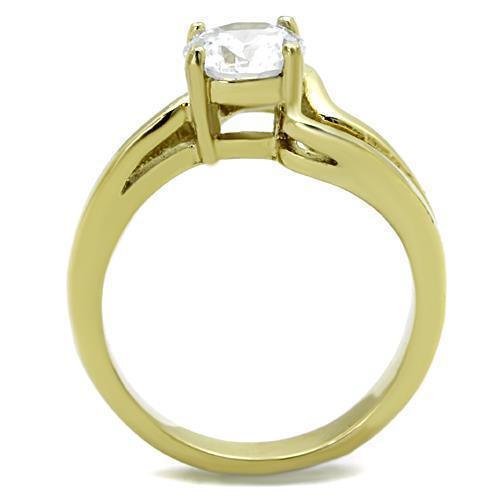 Anillos Para Mujer Color Oro Dos Tonos de 316L Acero Inoxidable con Diamante Zirconia Cubica TK1702 - Jewelry Store by Erik Rayo