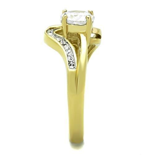 Anillos Para Mujer Color Oro Dos Tonos de 316L Acero Inoxidable con Diamante Zirconia Cubica TK1702 - Jewelry Store by Erik Rayo