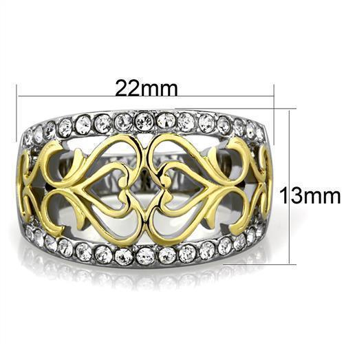 Anillos Para Mujer Color Oro Dos Tonos de 316L Acero Inoxidable con Diamante Zirconia Cubica TK1792 - Jewelry Store by Erik Rayo