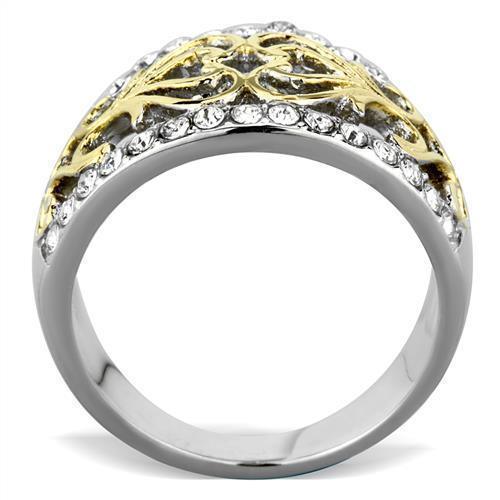 Anillos Para Mujer Color Oro Dos Tonos de 316L Acero Inoxidable con Diamante Zirconia Cubica TK1792 - Jewelry Store by Erik Rayo