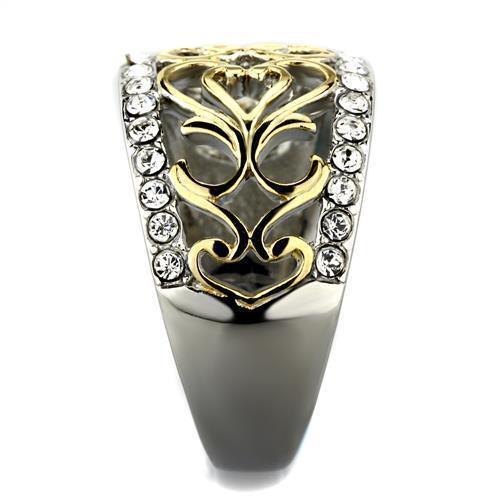 Anillos Para Mujer Color Oro Dos Tonos de 316L Acero Inoxidable con Diamante Zirconia Cubica TK1792 - Jewelry Store by Erik Rayo