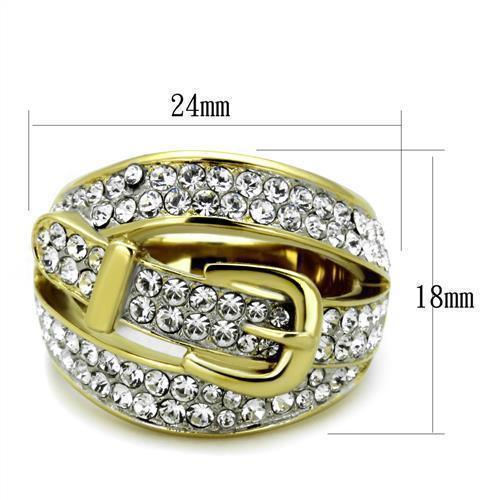 Anillos Para Mujer Color Oro Dos Tonos de 316L Acero Inoxidable con Diamante Zirconia Cubica TK1906 - Jewelry Store by Erik Rayo