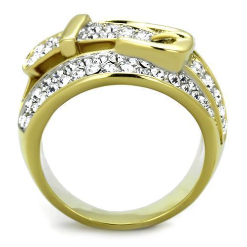 Anillos Para Mujer Color Oro Dos Tonos de 316L Acero Inoxidable con Diamante Zirconia Cubica TK1906 - Jewelry Store by Erik Rayo