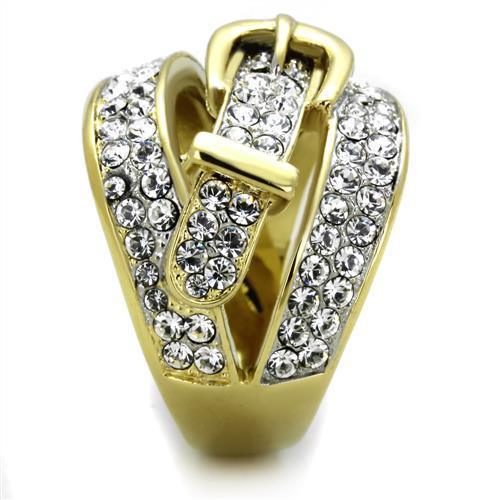 Anillos Para Mujer Color Oro Dos Tonos de 316L Acero Inoxidable con Diamante Zirconia Cubica TK1906 - Jewelry Store by Erik Rayo