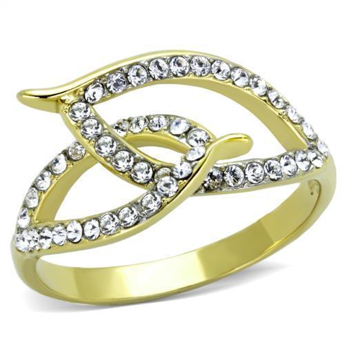 Anillos Para Mujer Color Oro Dos Tonos de 316L Acero Inoxidable con Diamante Zirconia Cubica TK1907 - Jewelry Store by Erik Rayo