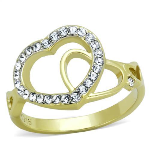 Anillos Para Mujer Color Oro Dos Tonos de 316L Acero Inoxidable con Diamante Zirconia Cubica TK1908 - Jewelry Store by Erik Rayo