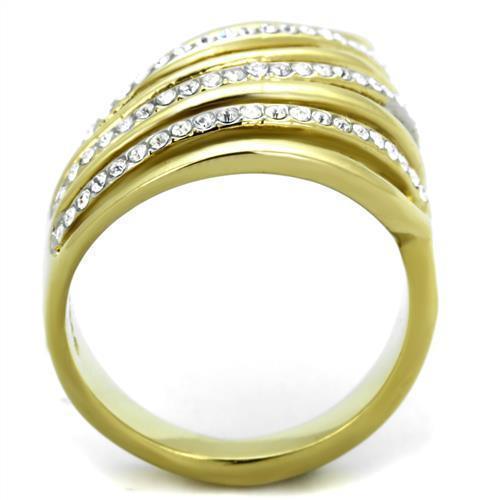 Anillos Para Mujer Color Oro Dos Tonos de 316L Acero Inoxidable con Diamante Zirconia Cubica TK1909 - Jewelry Store by Erik Rayo