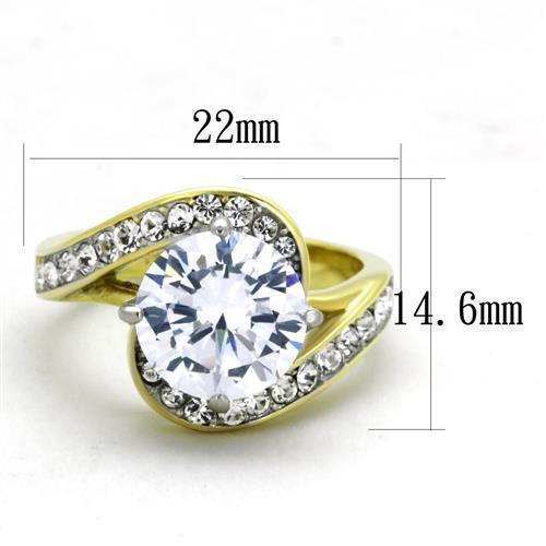 Anillos Para Mujer Color Oro Dos Tonos de 316L Acero Inoxidable con Diamante Zirconia Cubica TK1911 - Jewelry Store by Erik Rayo